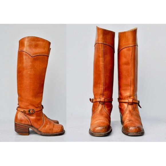 1970s Tall Knee High Lace_Up Campus Boots Leather Boots with Gum Soles 8.5 main image 0